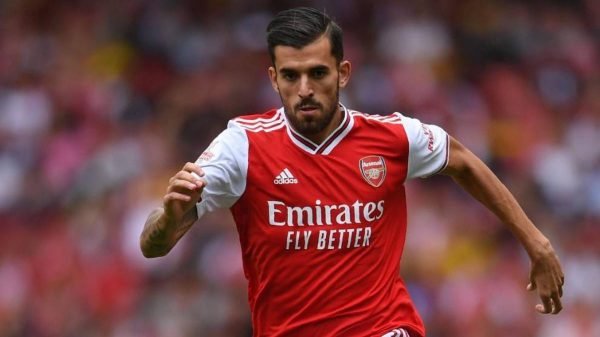 Dani Ceballos durante un partido con el Arsenal