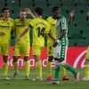 El Villarreal celebrando un gol en su última visita al Benito Villamarín (Vía: Marca)