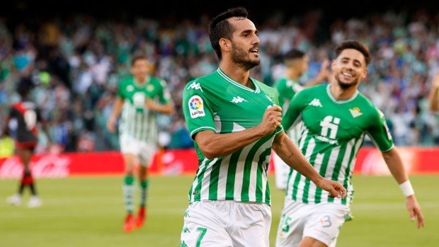 Juanmi celebrando un gol en el Benito Villamarín (Vía: Manu Gómez, AFDLP)