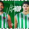 Collage de las imágenes de presentación del fichaje de Vítor Benite y la renovación de Brooks DeBisschop por el Real Betis Baloncesto.