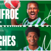 Collage de las imágenes de presentación de los fichajes de Alex Renfroe y Mark Hughes por el Real Betis Baloncesto.